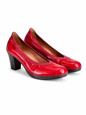 Hispanitas Red Leather Heels Size 37 Spain  US Size 6